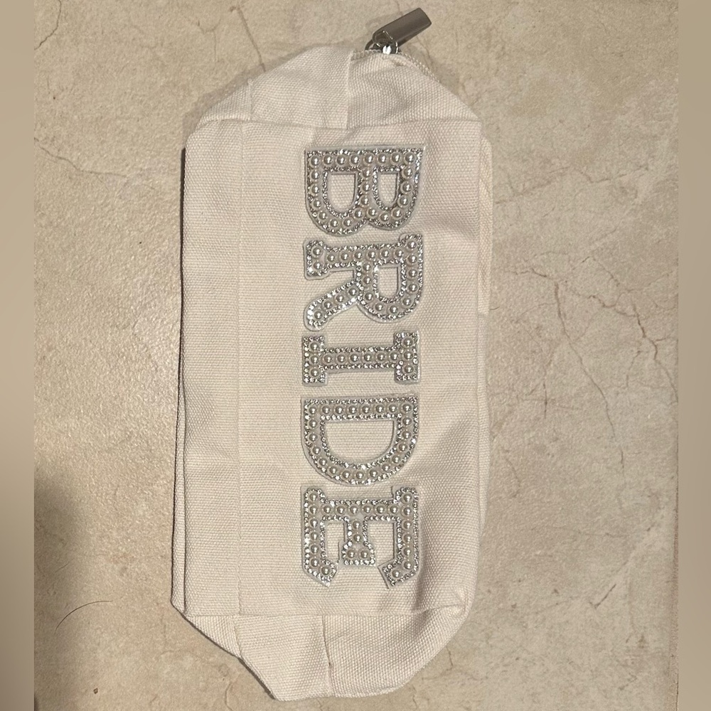 Cream Bride Pouch with Rhinestone Letters - Picture 2 of 2